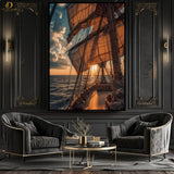 Pirate Ship Sunset - Premium Wall Art