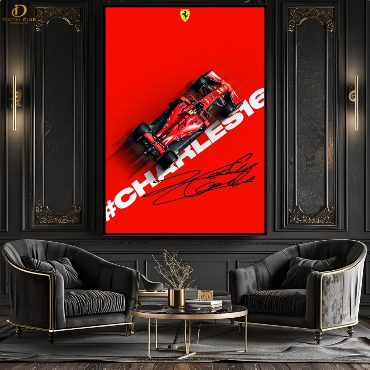 CHARLES SIGNED - F1 CAR - Premium Wall Art