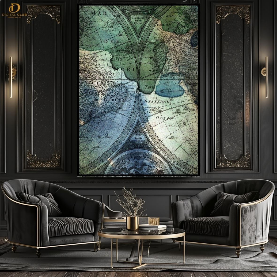 Map 2 - Vintage- Premium Wall Art