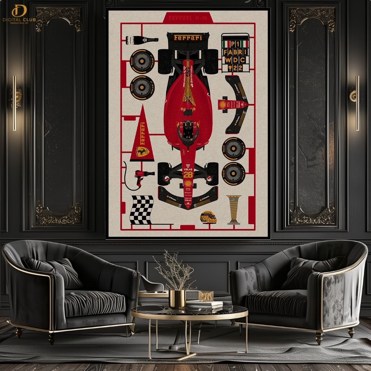 Ferrari Parts -Cars- Premium Wall Art - Art Digital Club