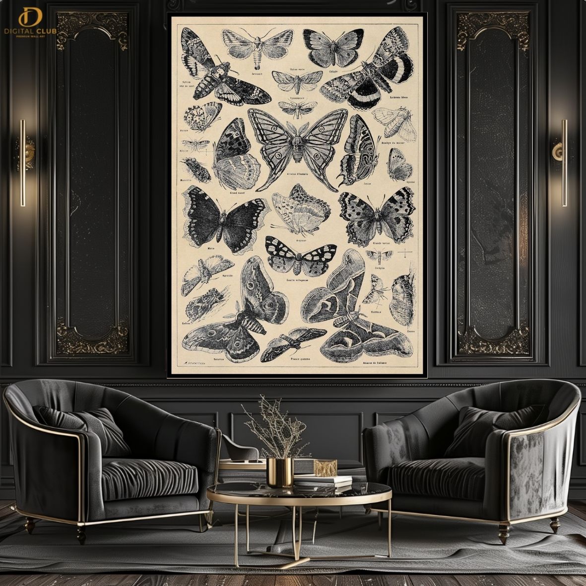 Butterfly Sketch- Chart - Premium Wall Art - Art Digital Club