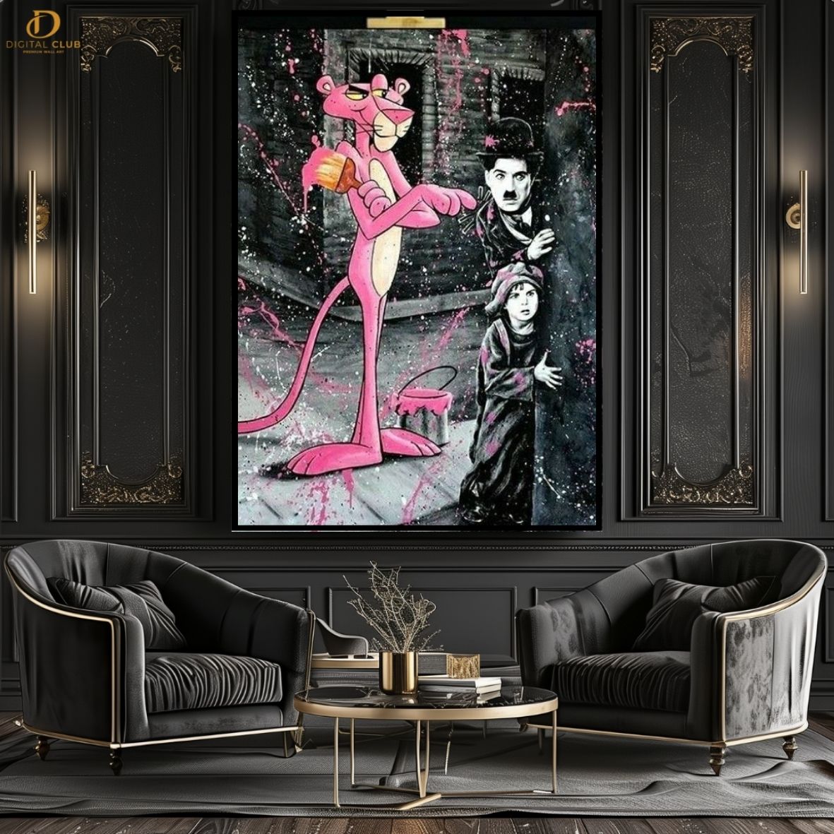 Pink Panther x Charlie - Pop Art- Premium Wall Art