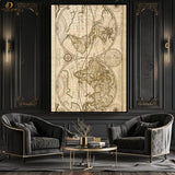World Maps -Sketch- Premium Wall Art - Art Digital Club