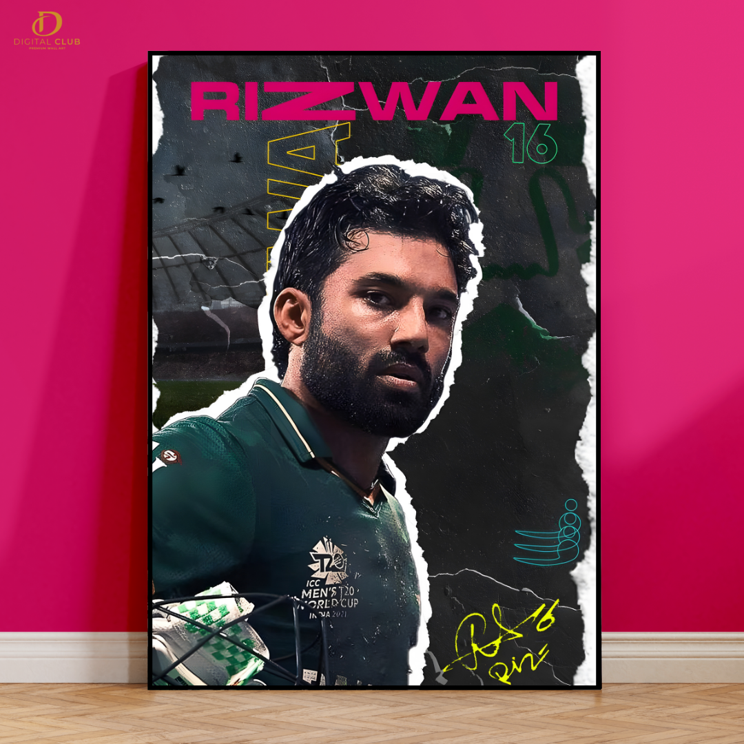 Muhammad Rizwan - Cricket - Premium Wall Art