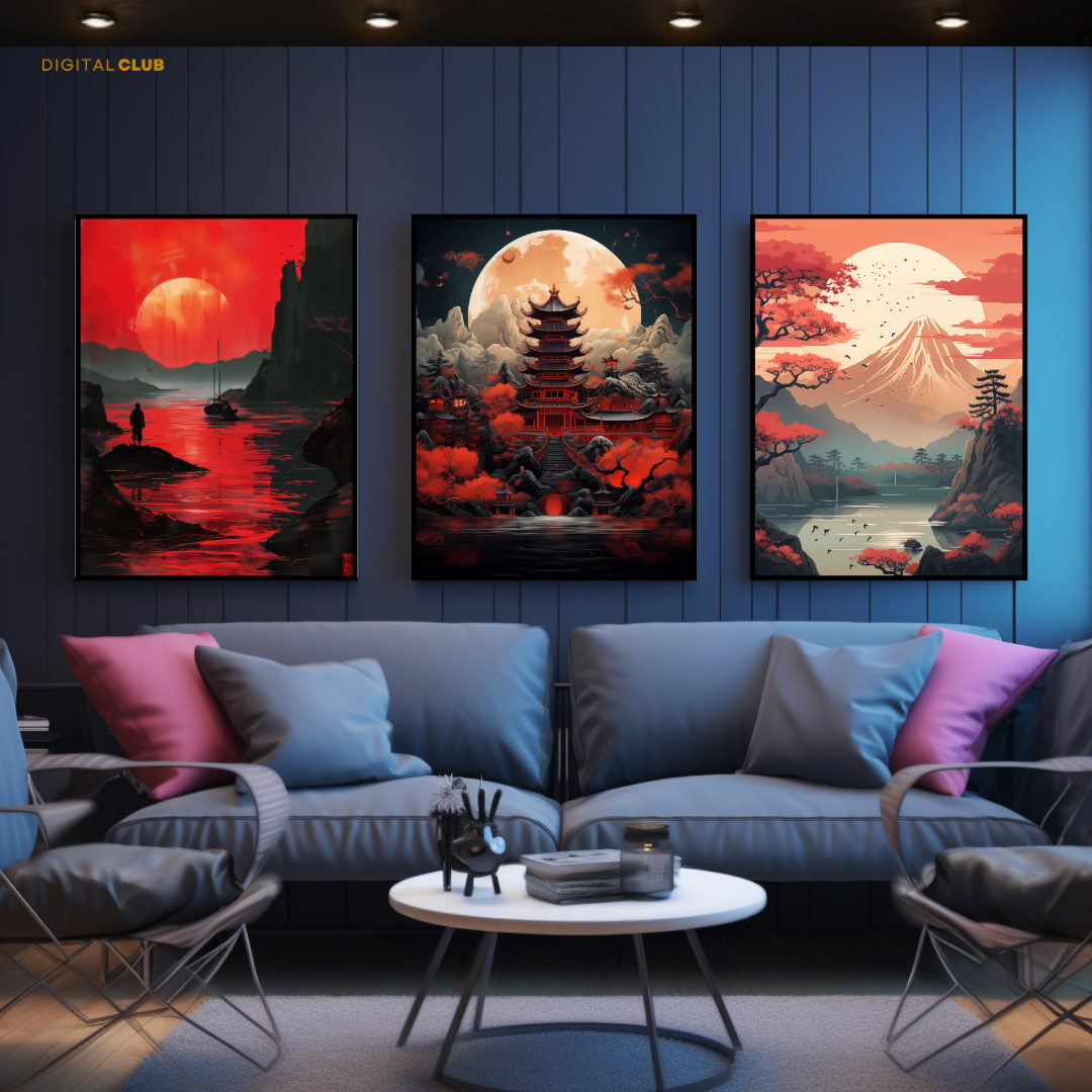 Japanese Artwork 1 - 3 Panel Wall Art