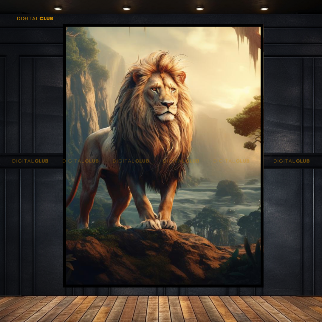 Lion Posing - Animal & Wildlife Premium Wall Art