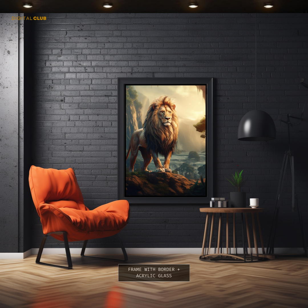 Lion Posing - Animal & Wildlife Premium Wall Art