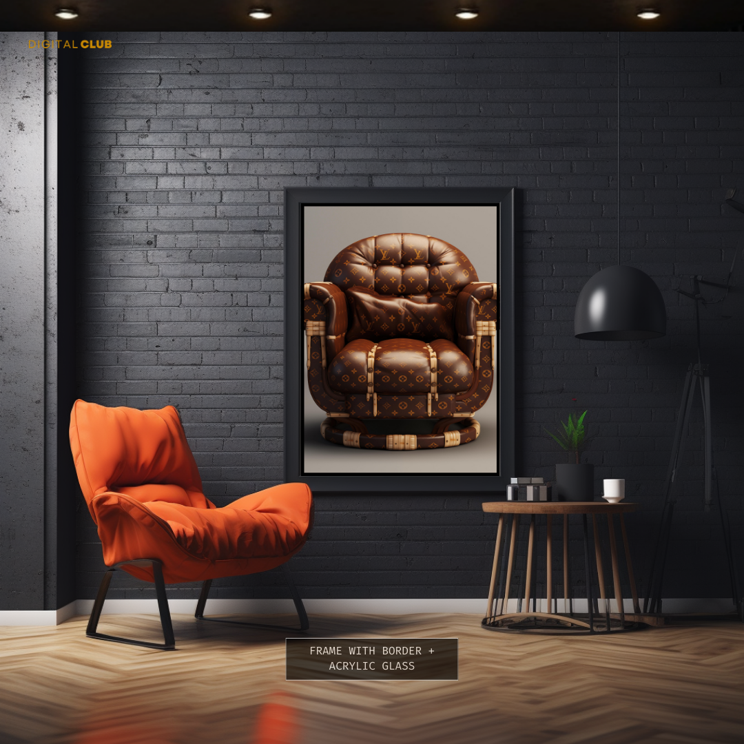 Louis Vuitton Leather Sofa Pattern Premium Wall Art