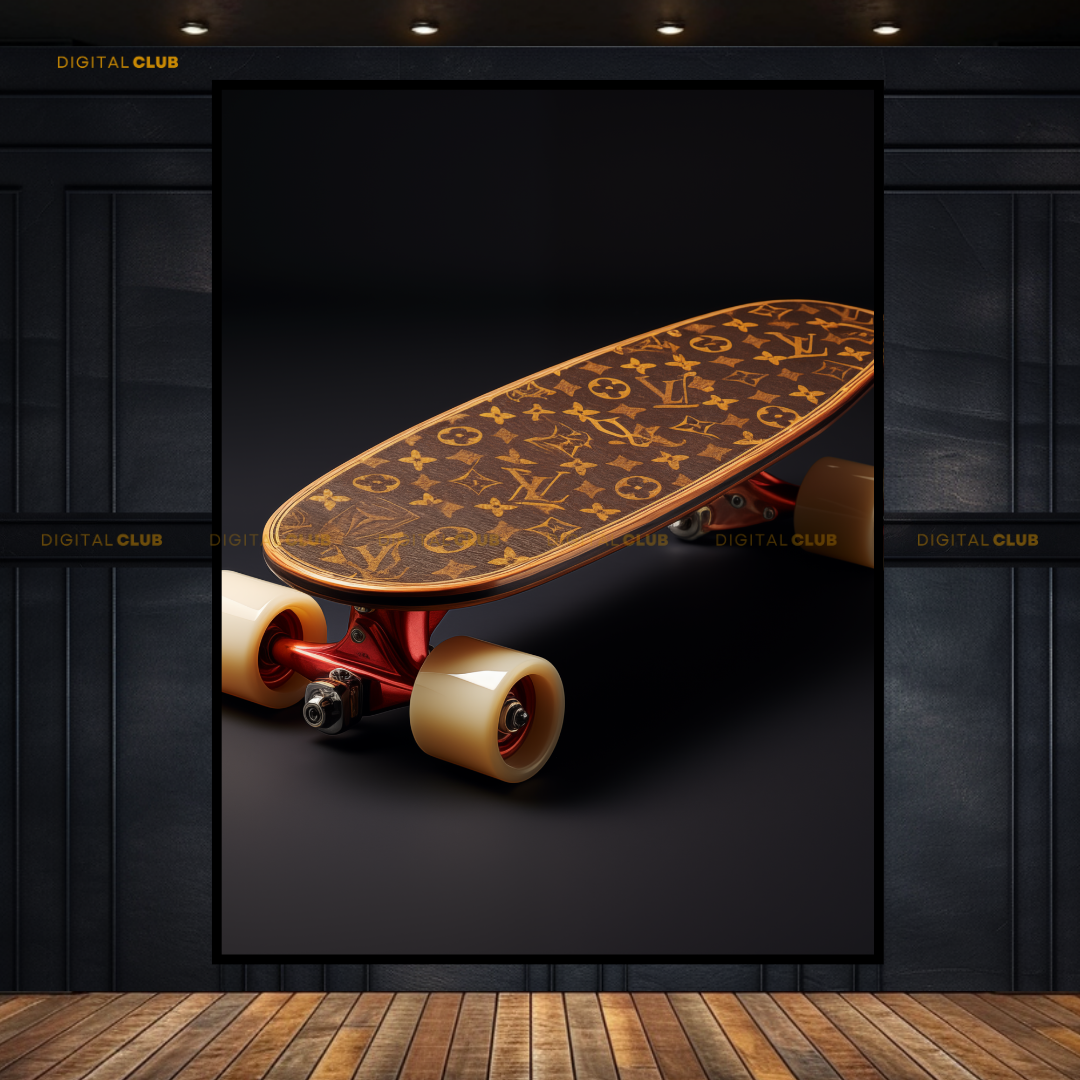 Louis Vuitton Pattern Skateboard Premium Wall Art