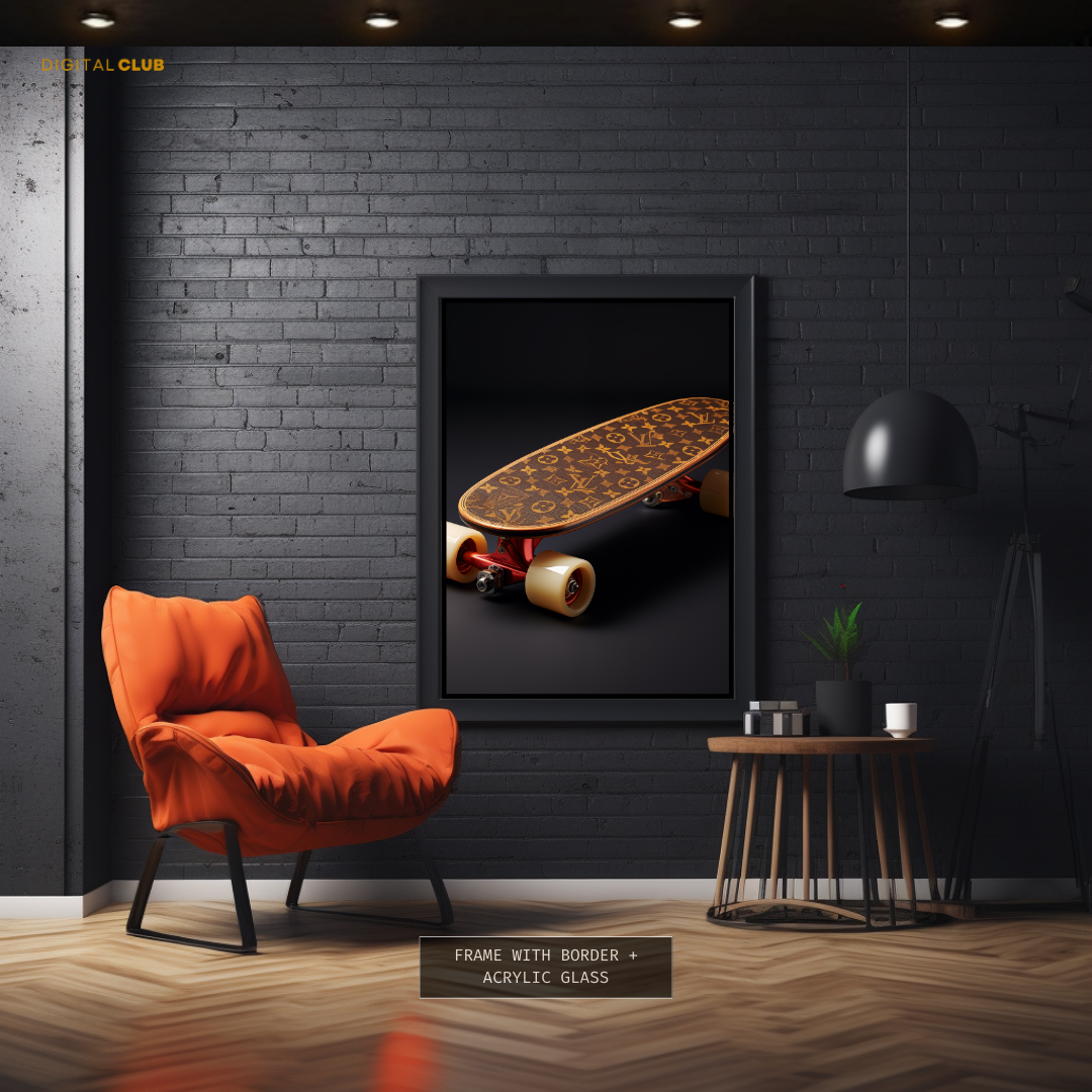 Louis Vuitton Pattern Skateboard Premium Wall Art