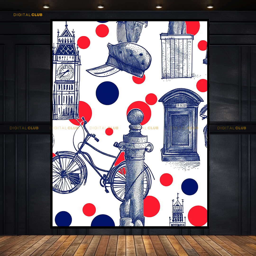 London - Seamless Pattern - Premium Wall Art