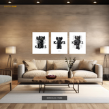 Kaws Figurine - 3 Panel Wall Art