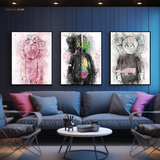 Kaws Figurine Artwork 1 - 3 Panel Wall Art