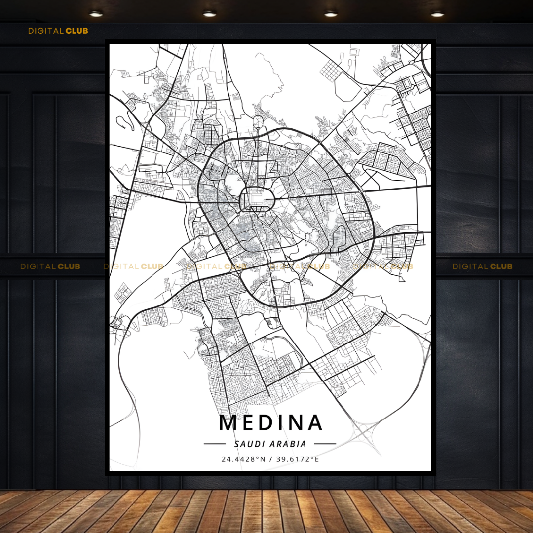 Medina - Saudi Arabia - MAP - Premium Wall Art