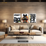 Kaws Figurine Artwork 2 - 3 Panel Wall Art