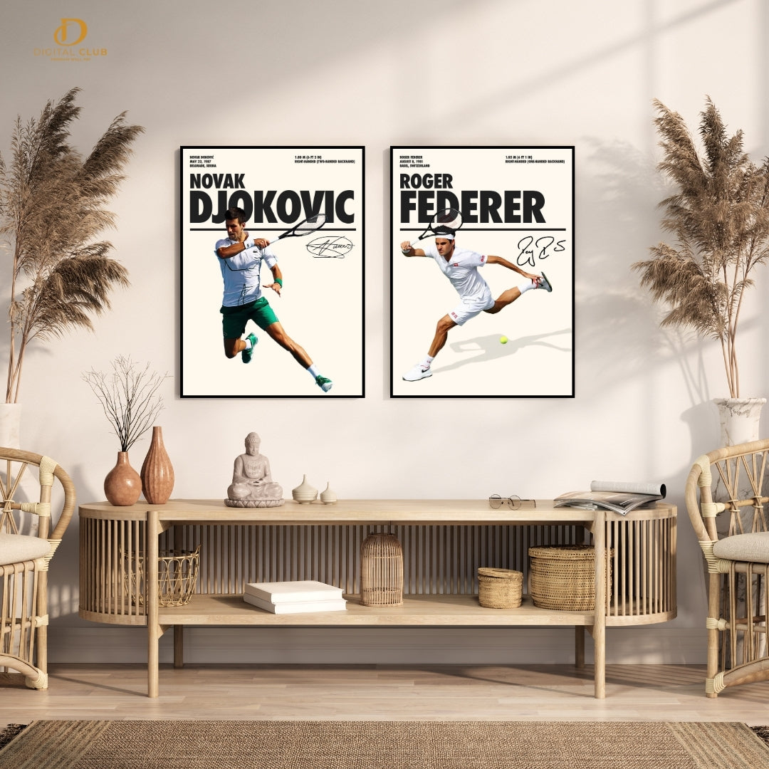 Djokovic x Federer Tennis - 2 Panel Wall Art