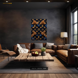 Louis Vuitton Blue & Gold Logo Pattern Premium Wall Art