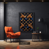 Louis Vuitton Blue & Gold Logo Pattern Premium Wall Art