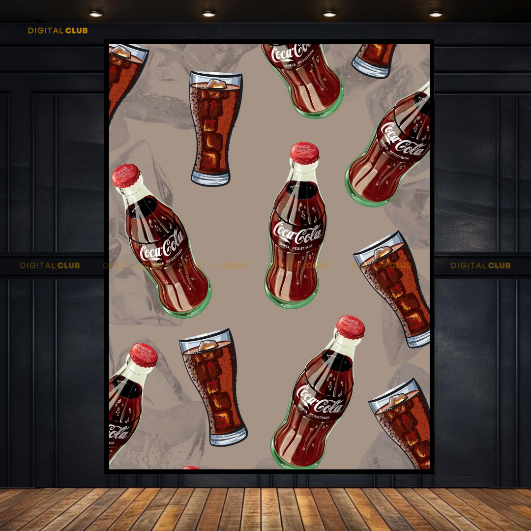 Coke Bottles & Glasses - Artwork - Premium Wall Art