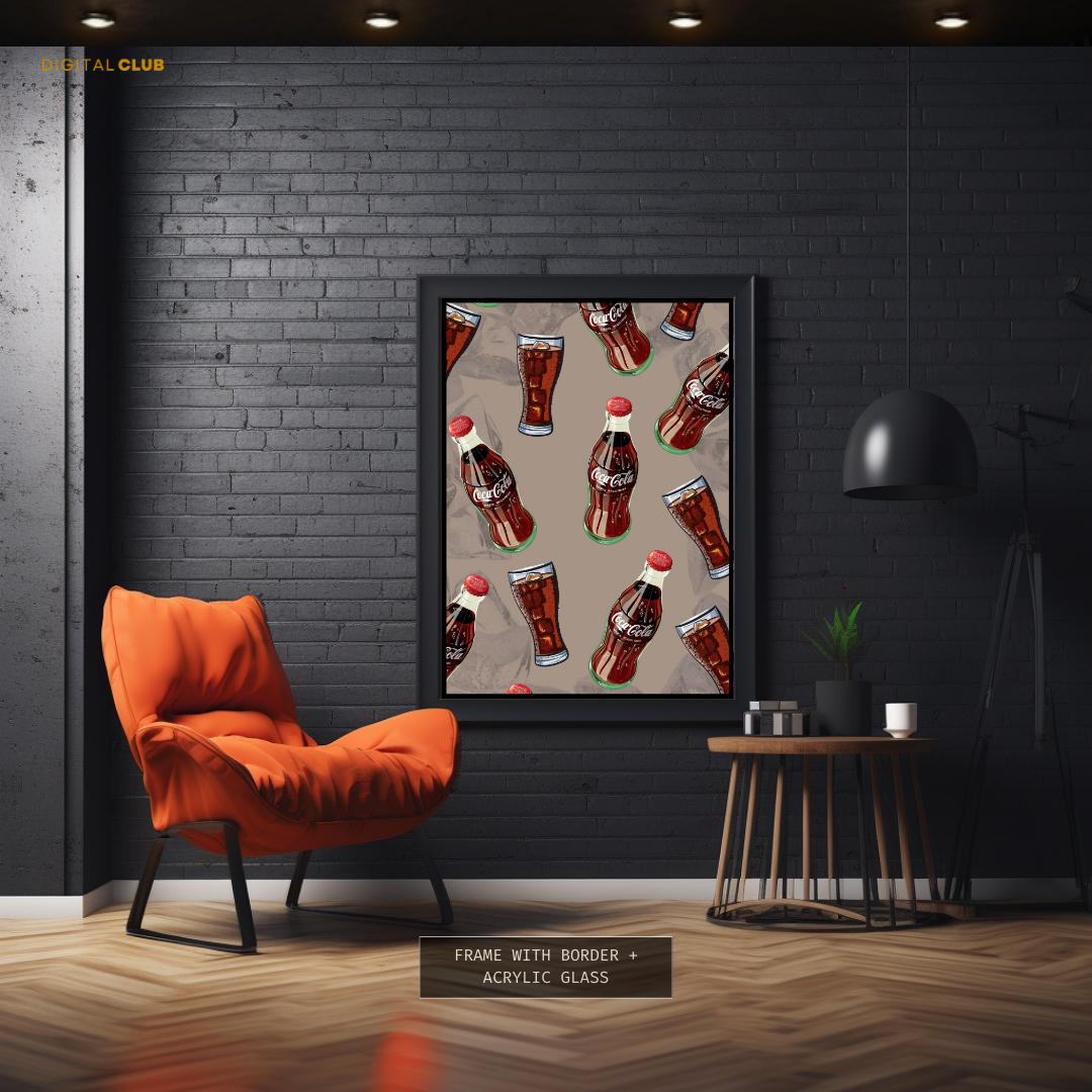 Coke Bottles & Glasses - Artwork - Premium Wall Art