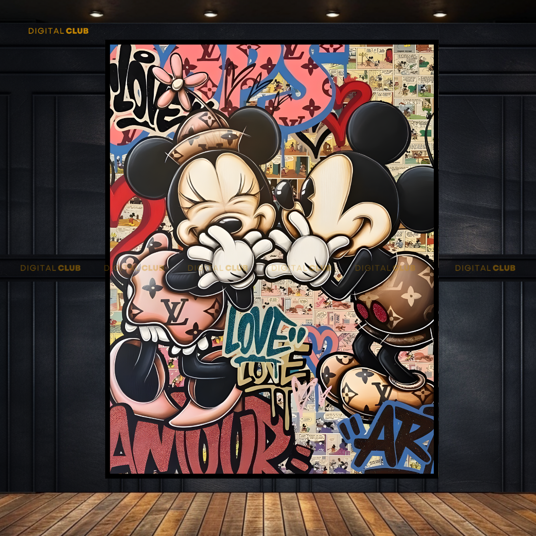 Mickey & Minnie Pop Art - Premium Wall Art