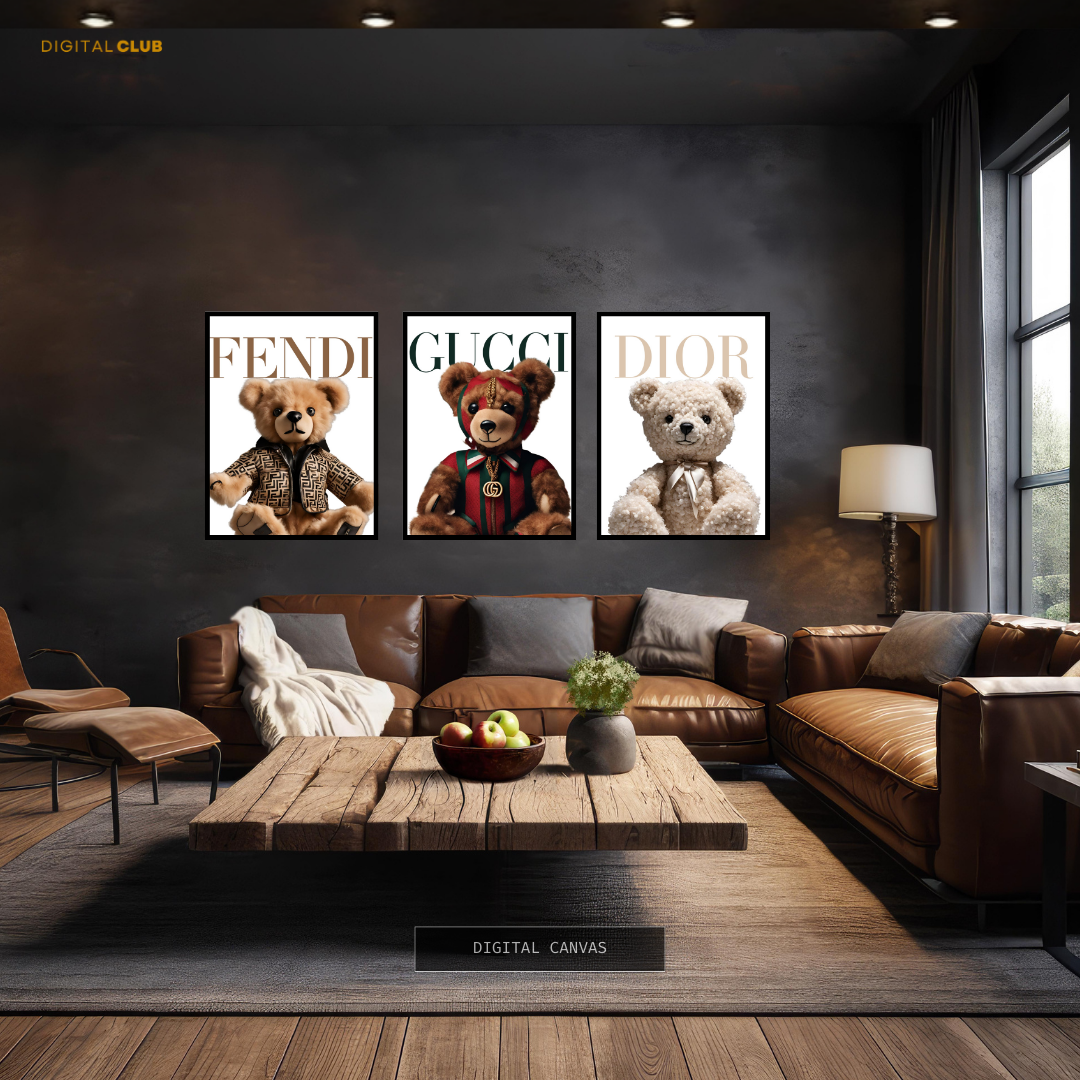 Branded Teddy Artwork 2 - 3 Panel Wall Art