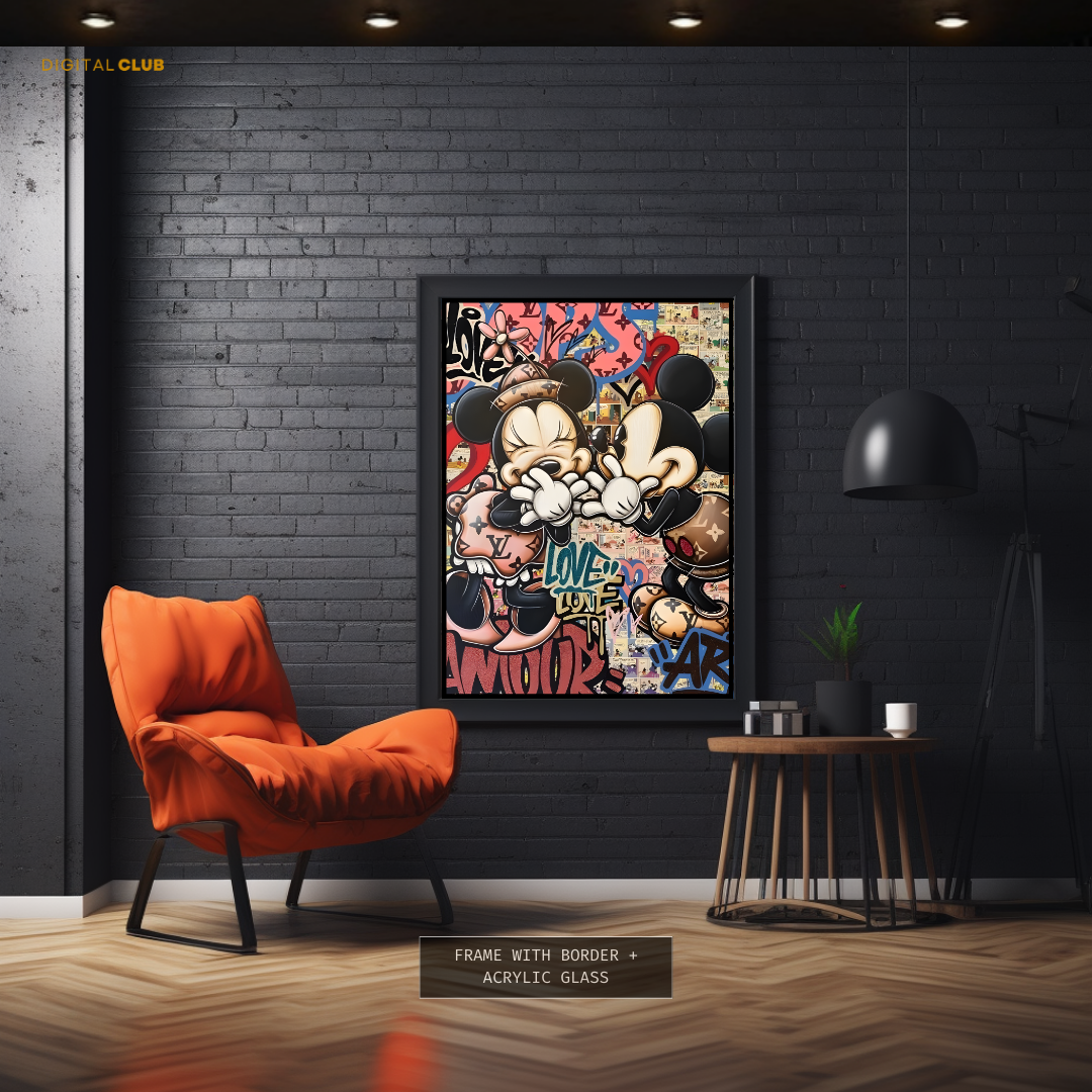 Mickey & Minnie Pop Art - Premium Wall Art