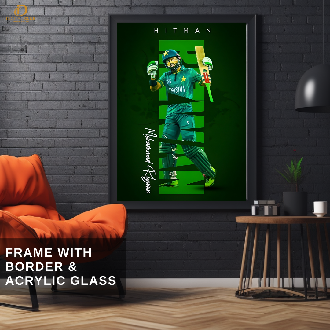 Muhammad Rizwan - Cricket - Premium Wall Art