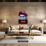 Dollar Bills Lips Premium Wall Art