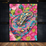 Snake Floral Artwork - Animal & Wildlife Premium Wall Art