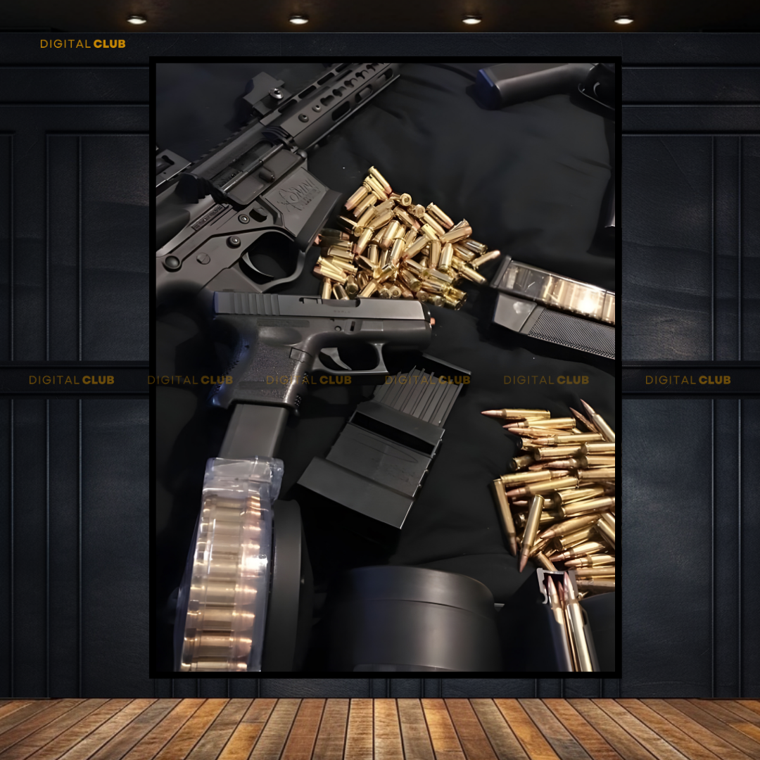 Guns & Bullets Premium Wall Art