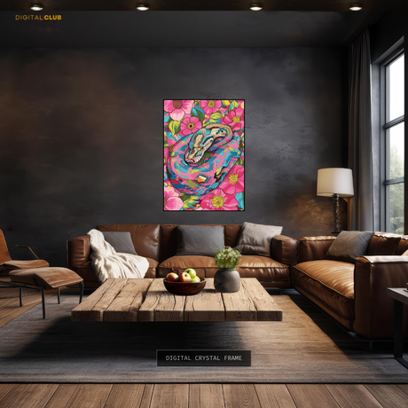 Snake Floral Artwork - Animal & Wildlife Premium Wall Art