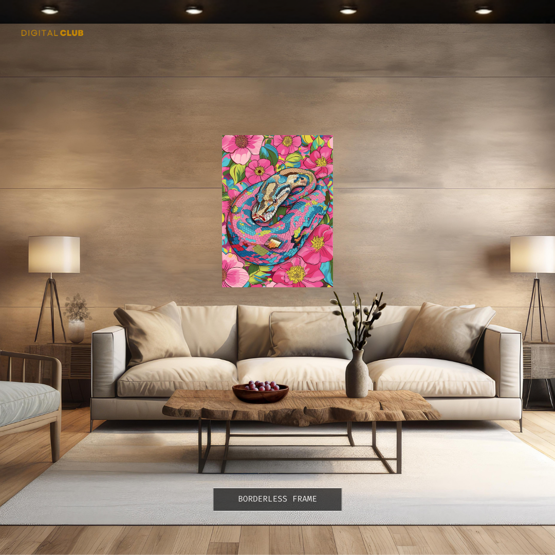 Snake Floral Artwork - Animal & Wildlife Premium Wall Art