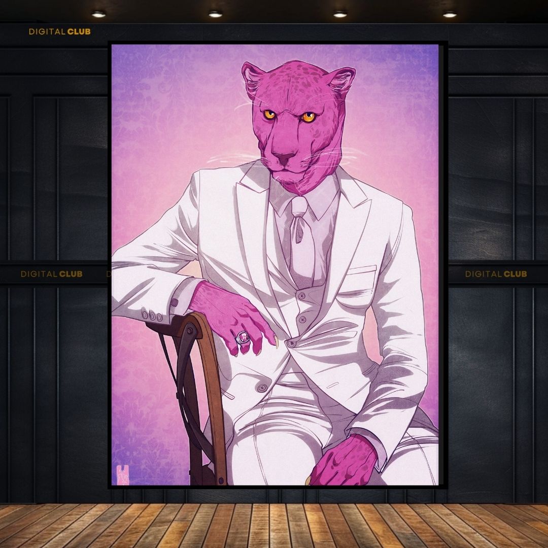 Pink Cat Artwork- Premium Wall Art