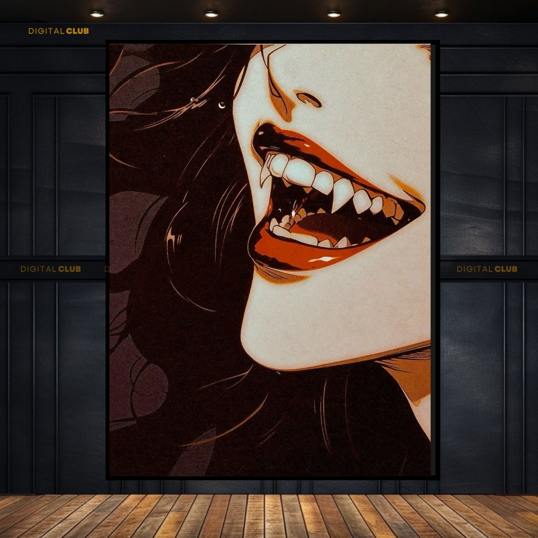 Vampire Lady Teeth - Premium Wall Art