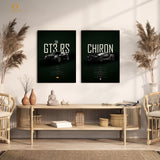 GT3 RS & CHIRON Artwork - 2 Panel Wall Art