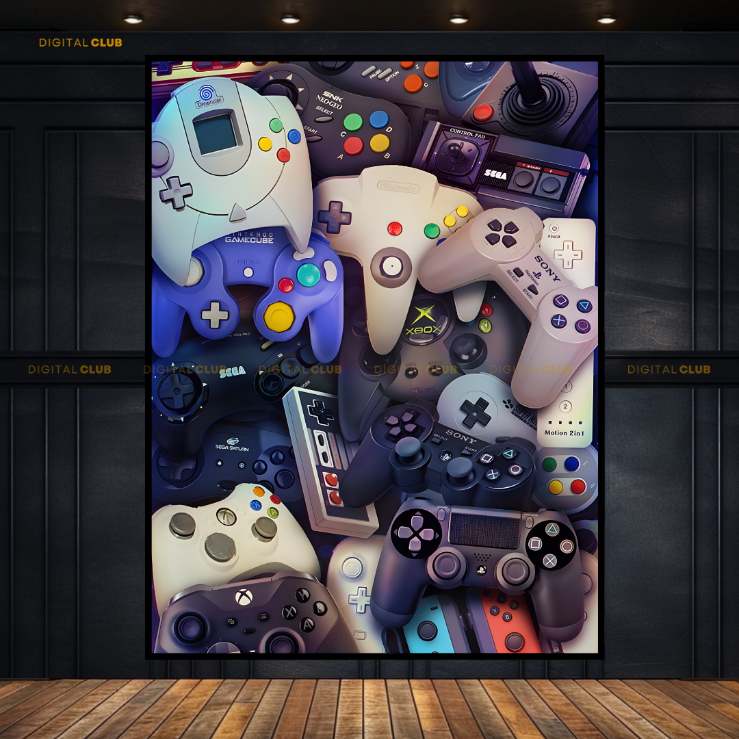 Gaming Console Controllers Artwork Premium Wall Art