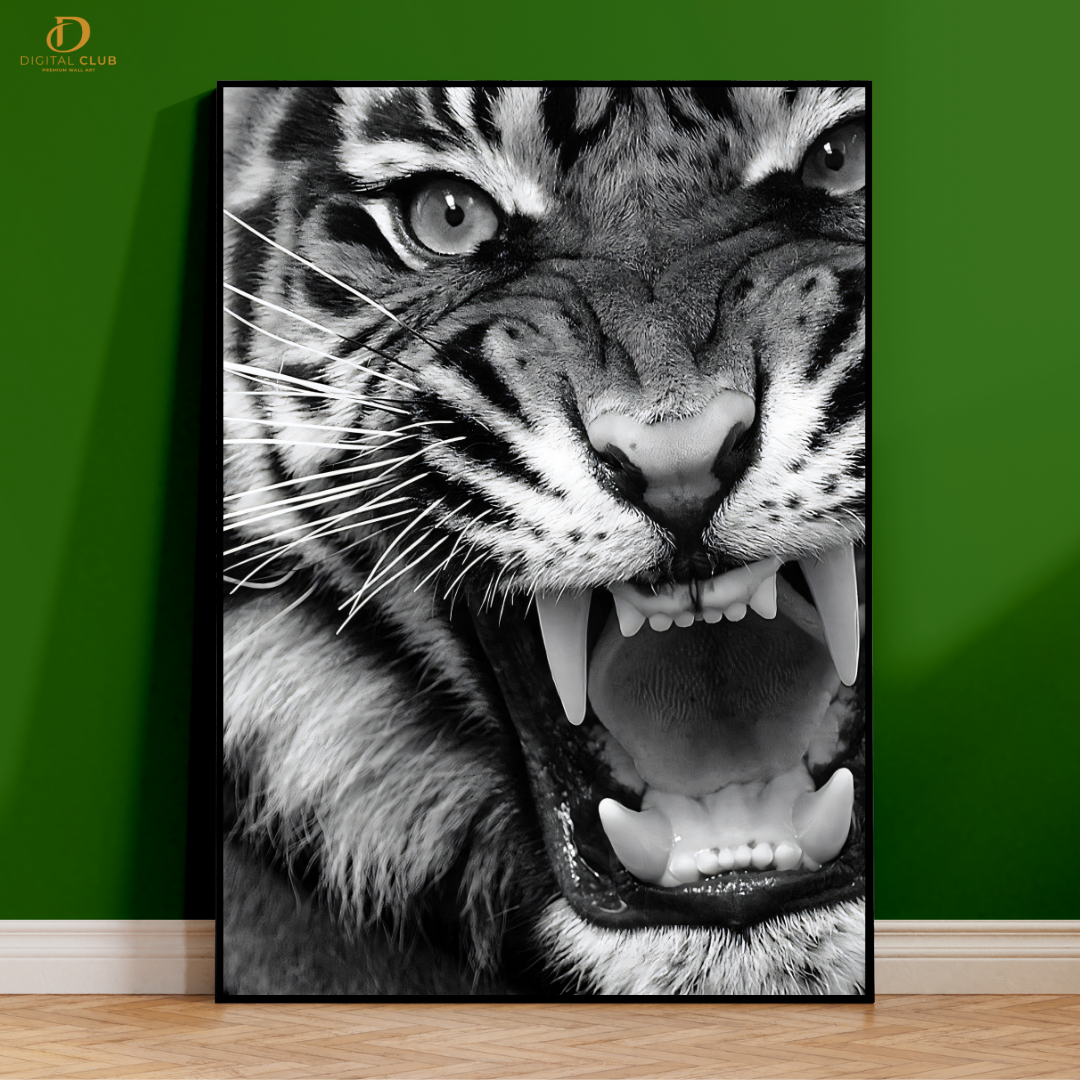 Tiger - B&W Artwork - Premium Wall Art