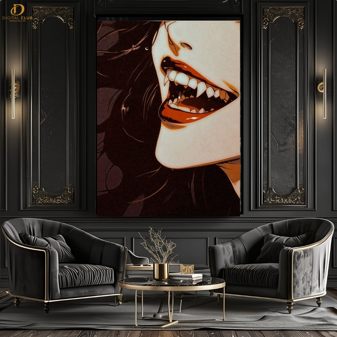 Vampire Lady Teeth - Premium Wall Art