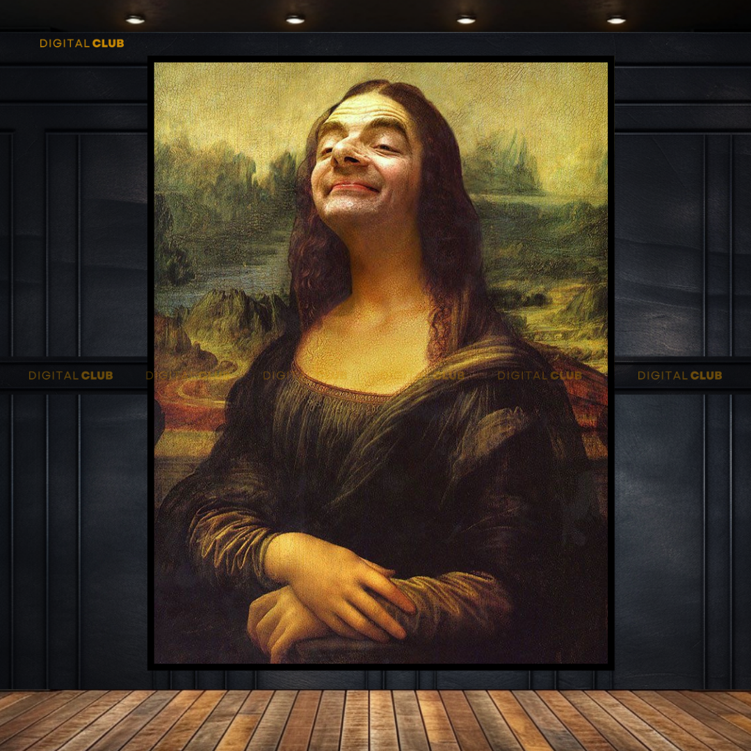 Mr Bean as Mona Lisa Premium Wall Art