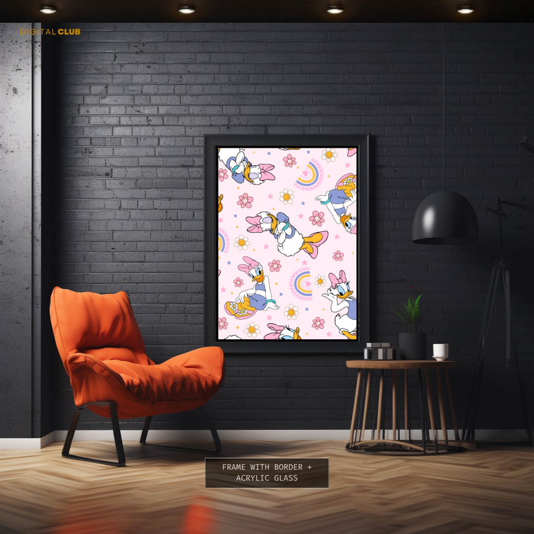 Daisy Duck - Seamless Pattern - Premium Wall Art