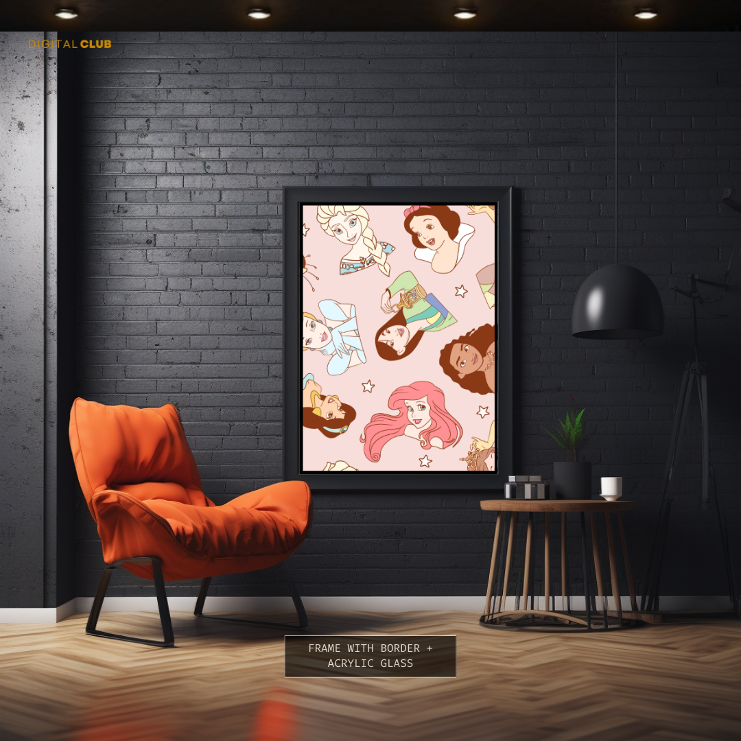 Disney Princess - Seamless Pattern - Premium Wall Art