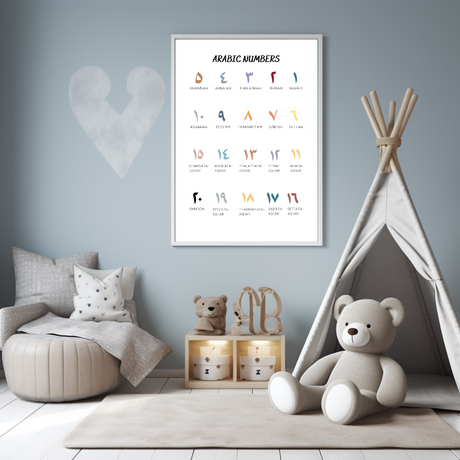 Arabic Numbers Educational Kids Islamic Premium Wall Art