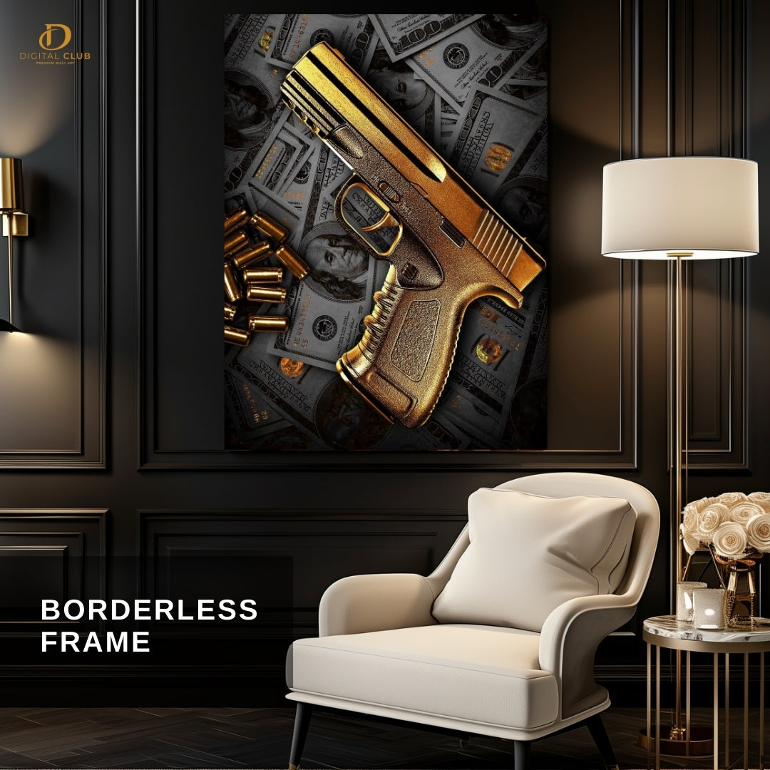 Dollars X Gun-Premium Wall Art