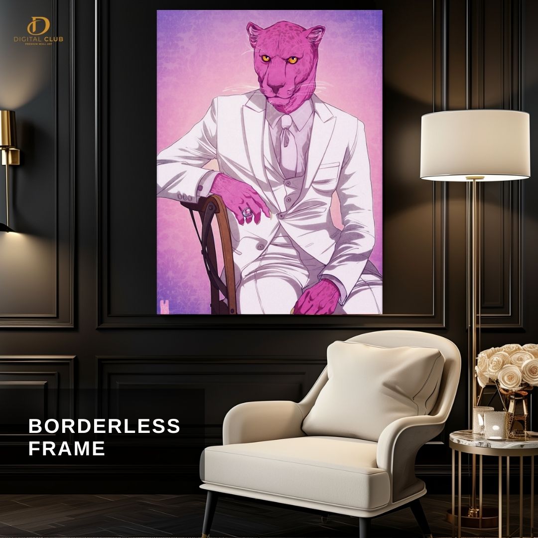 Pink Cat Artwork- Premium Wall Art