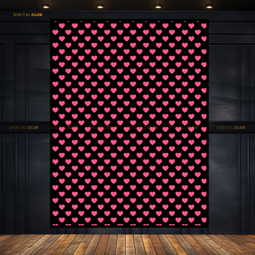 Pink Hearts - Seamless Pattern - Premium Wall Art