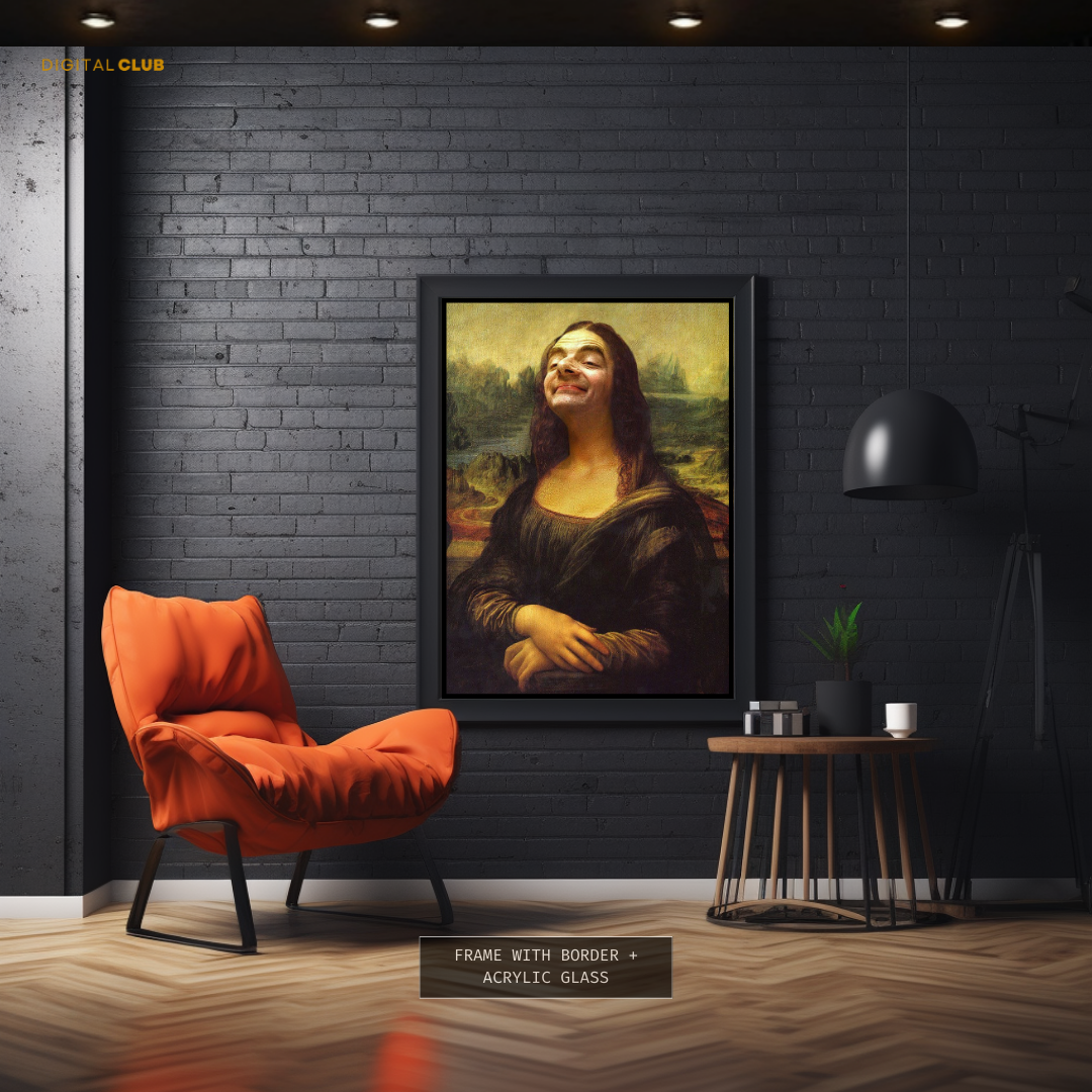 Mr Bean as Mona Lisa Premium Wall Art