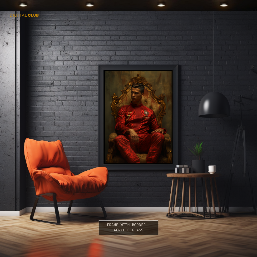 Cristiano Ronaldo on a Throne Premium Wall Art