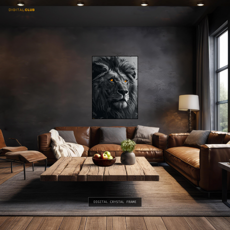 Lion B&W Artwork - Animal & Wildlife Premium Wall Art