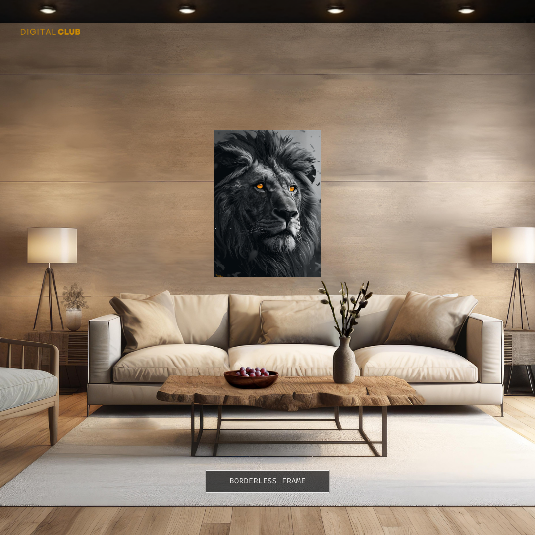 Lion B&W Artwork - Animal & Wildlife Premium Wall Art